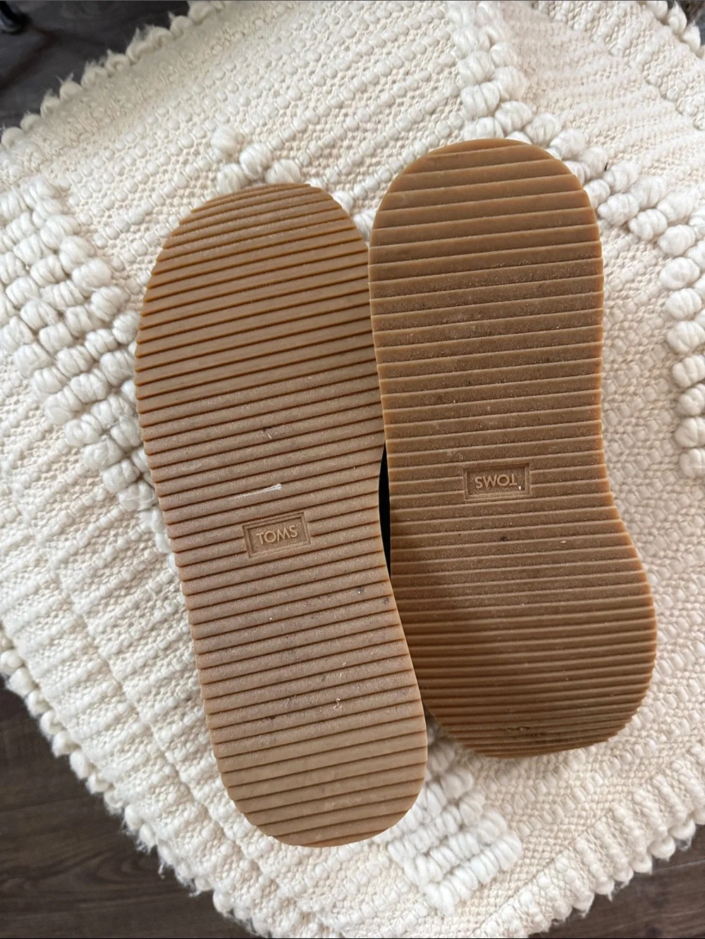 TOMS Blue Navy White Woven Textured Platform Slip-On Mules Espadrilles 9